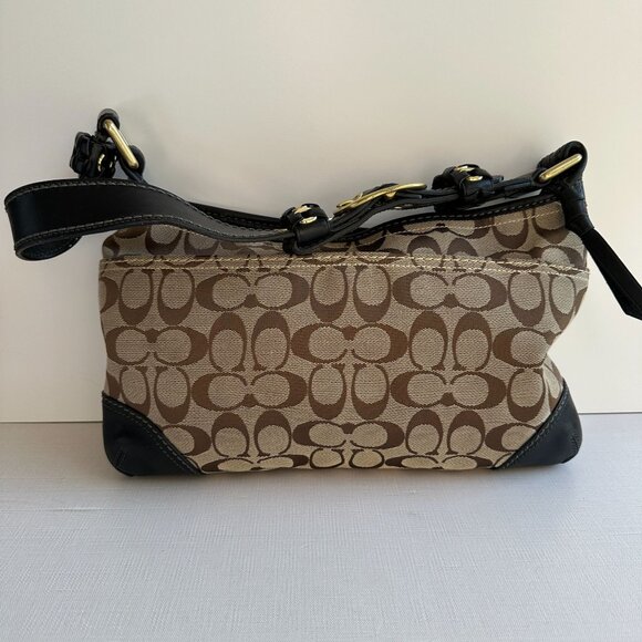 Y2K Coach Bleeker Hobo 11431, Black Tan Signature Canvas Shoulder Bag - Picture 1 of 16